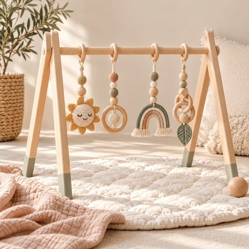 Wooden baby play gym