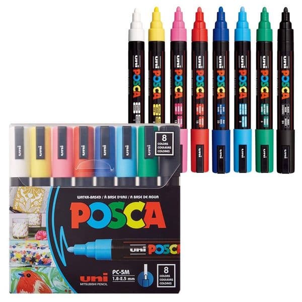 uni POSCA PC-5M Water-Based Paint Markers, 8 Pack