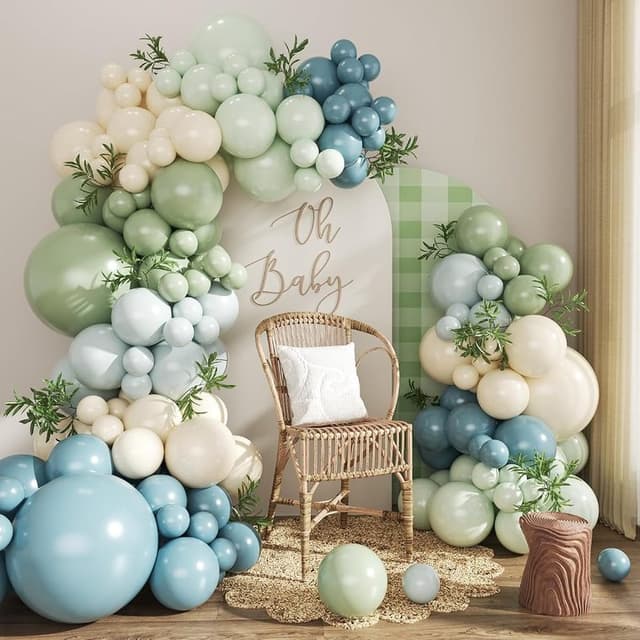 Sage & dusty-blue balloon garland kit