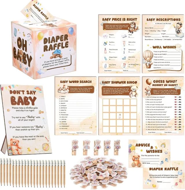 7-in-1 baby shower games set