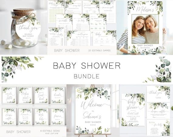Eucalyptus greenery invitation template
