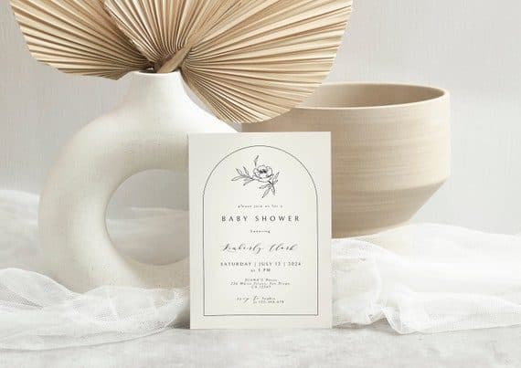 Minimalist boho-arch invitation template