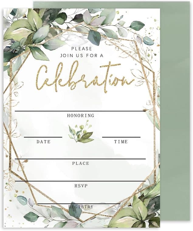 Greenery fill-in invitations (25, with envelopes)