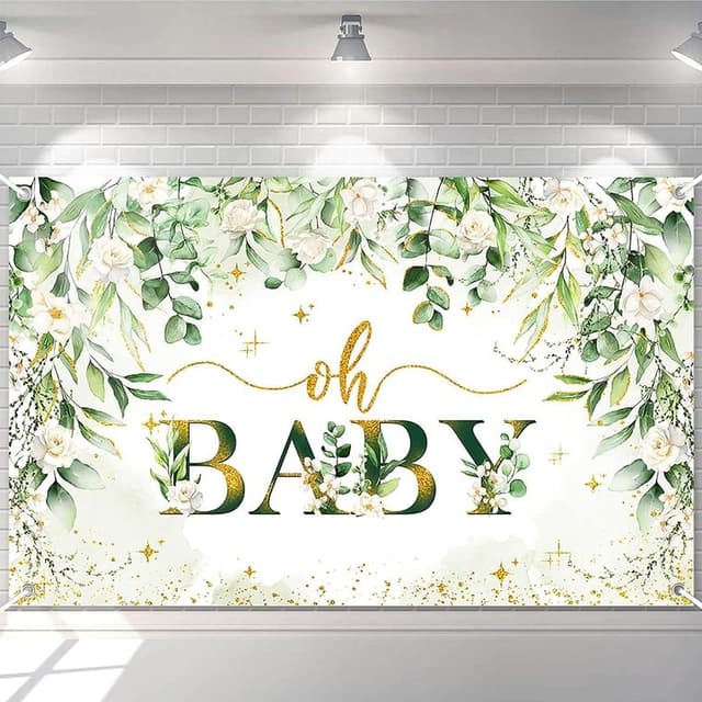 Greenery “Oh Baby” backdrop banner