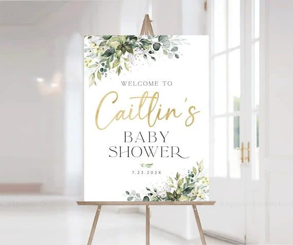 Personalized greenery welcome sign