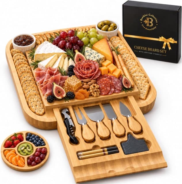 Bamboo charcuterie board set