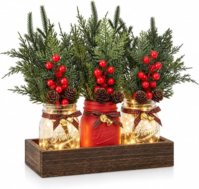 Christmas mason jar centerpiece
