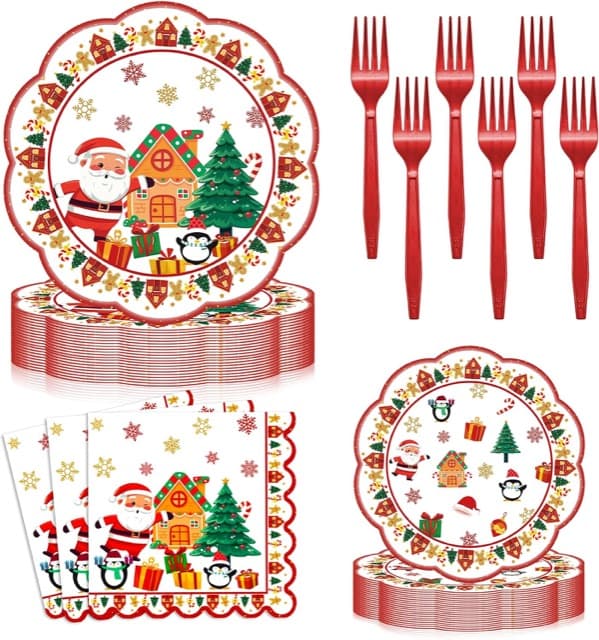 Christmas plates and napkins set