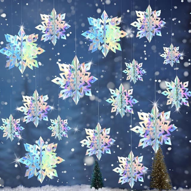 Hanging paper snowflakes