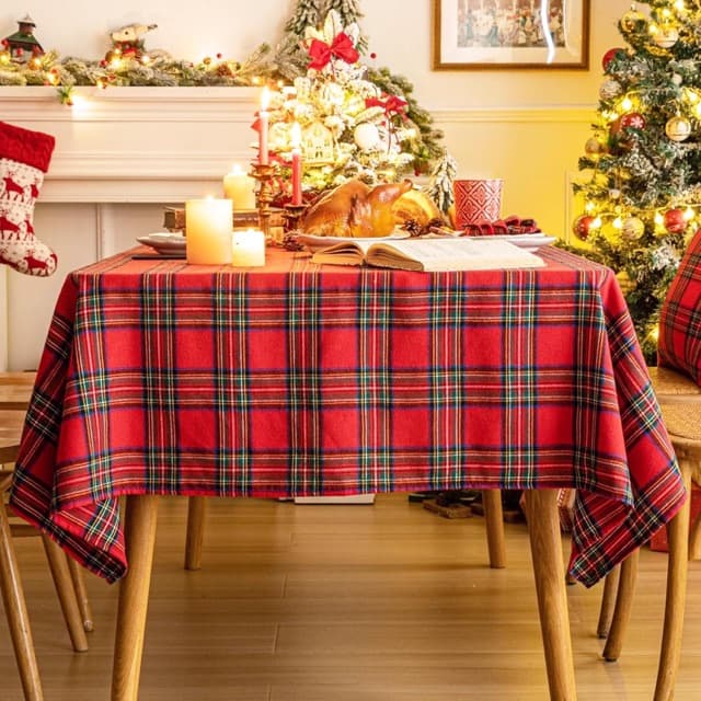 Plaid Christmas tablecloth