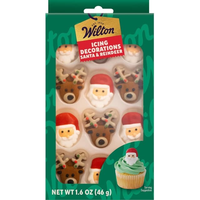 Santa and reindeer icing decorations