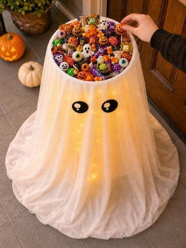 Light-up ghost candy bowl