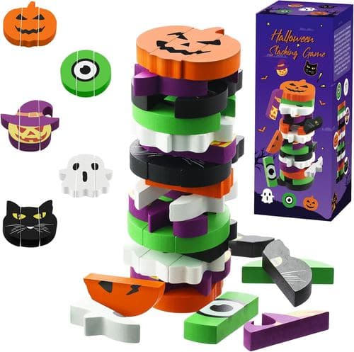 Wooden block stacking game