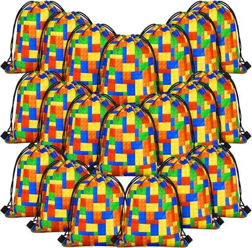 Building Block Drawstring Favor Bags