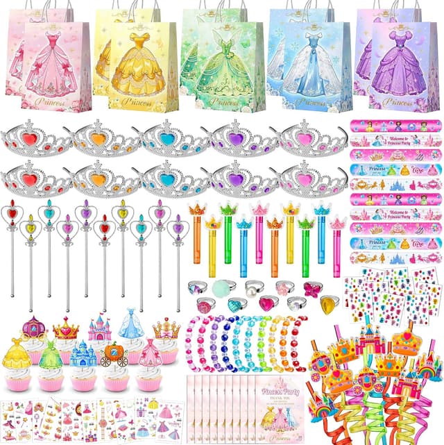 Princess Party Favor Set (10 Guests, 130 Pieces)