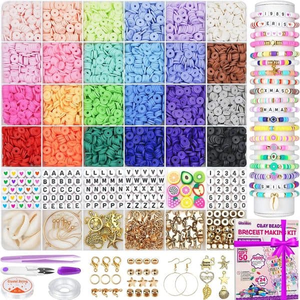 Gionlion 6,000-Piece Clay Bead Friendship Bracelet Kit