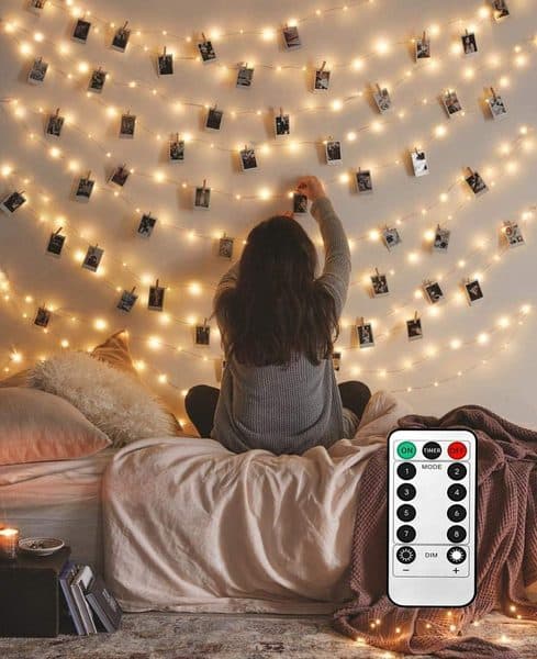 50 LED Photo Clips String Lights with Remote