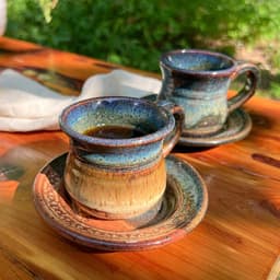 Handmade Speckled Stoneware Espresso Cup Set