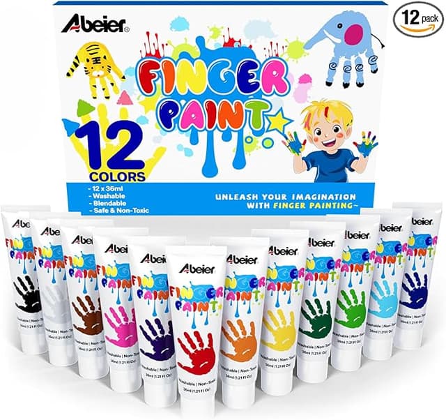 ABEIER Washable Finger Paint (12 Colors)