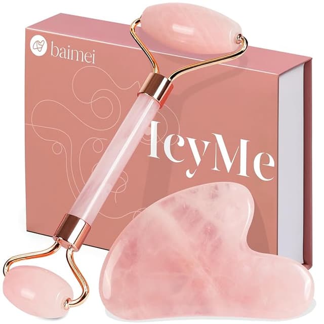 BAIMEI Rose Quartz Roller & Gua Sha Set