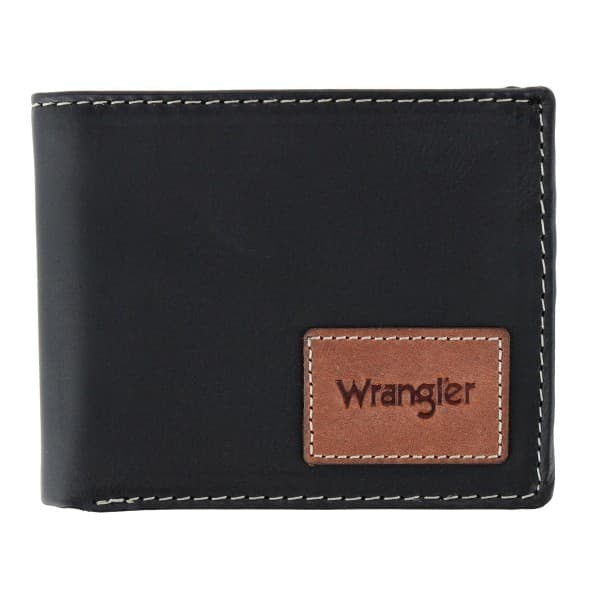 Wrangler Leather Bifold Wallet with Tracker Tag Pocket