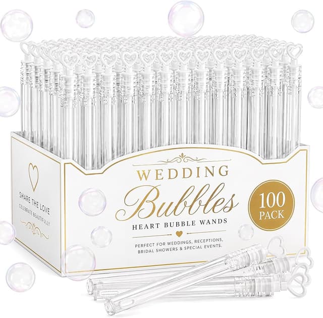 Heart-Top Wedding Bubble Wands (100)