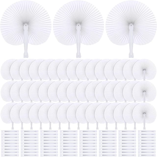 White Folding Paper Fans (100)
