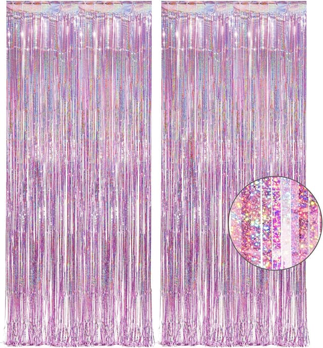 Princess Foil Fringe Curtain Backdrop (2-Pack)